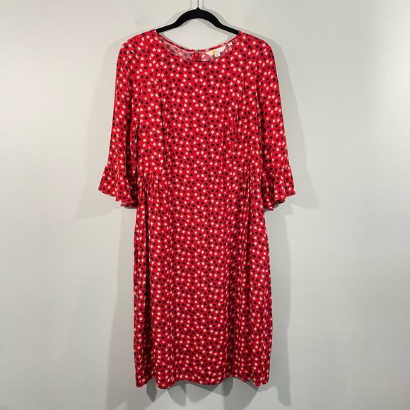 Boden Women's Red Star Print Hyacinth Dress Size US 10L #W0209 - Picture 1 of 8